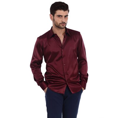 

Basics Red Polyester And Elastane Formal Shirt