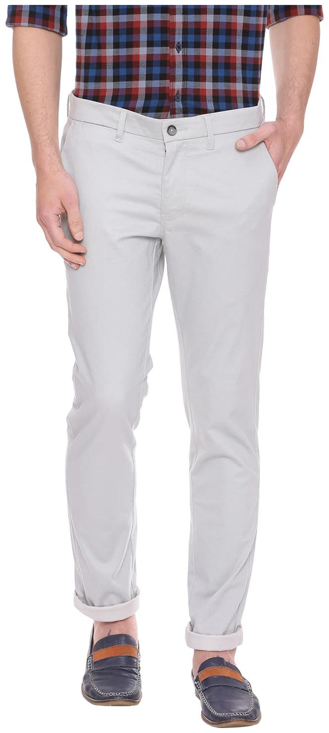 

BASICS Men White Printed Skinny fit Regular trousers