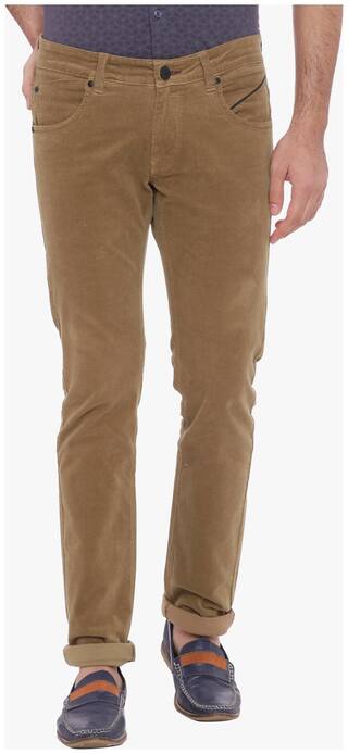 Basics Skinny Fit Otter Brown Corduroy Stretch Trouser