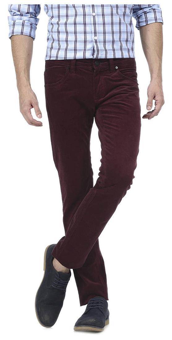 

BASICS Men Red Solid Skinny fit Regular trousers