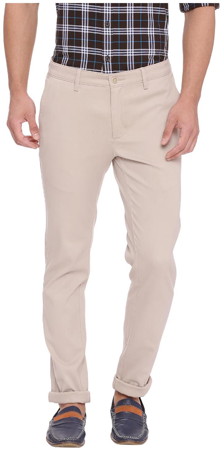 

BASICS Men White Solid Skinny fit Regular trousers