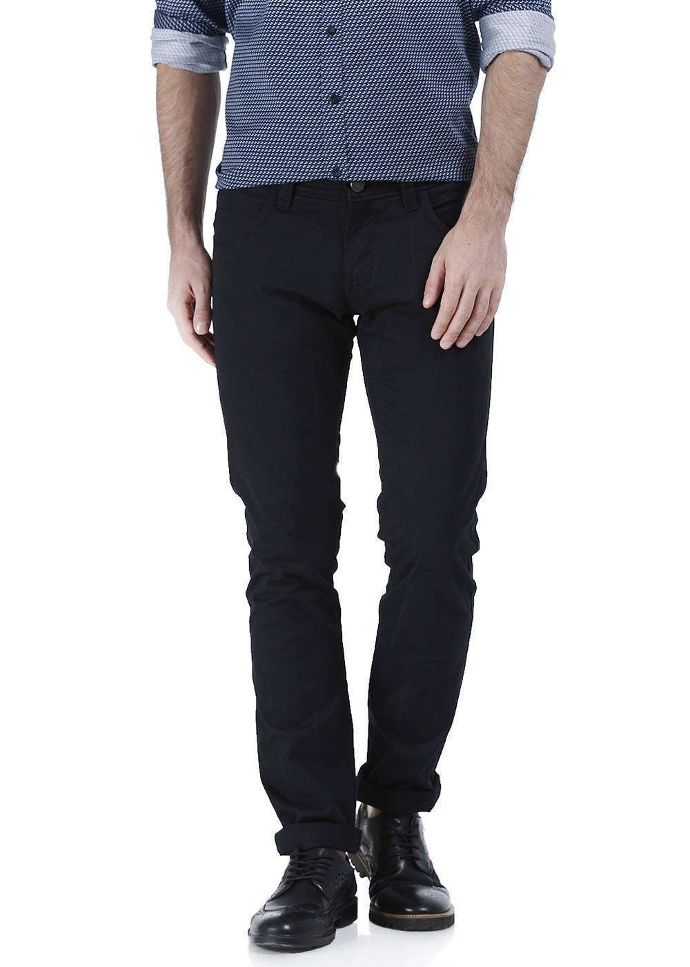 

BASICS Men Black Solid Slim fit Chinos