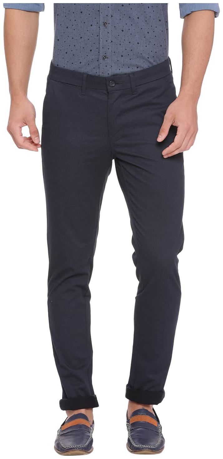 

BASICS Men Blue Printed Skinny fit Regular trousers