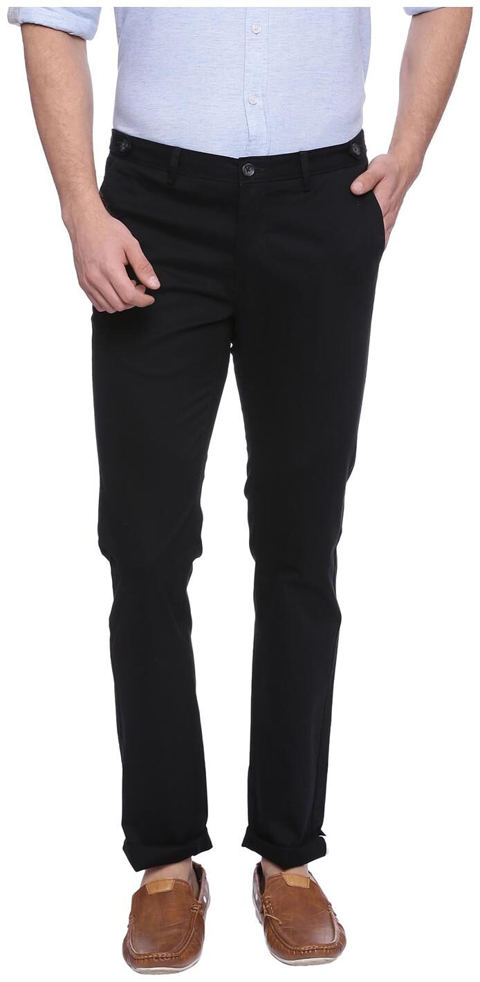 

BASICS Men Black Solid Skinny fit Regular trousers