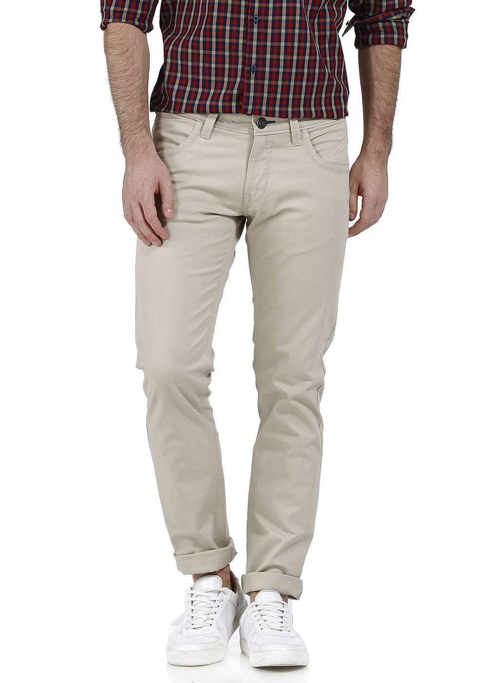 

BASICS Men Beige Solid Slim fit Chinos