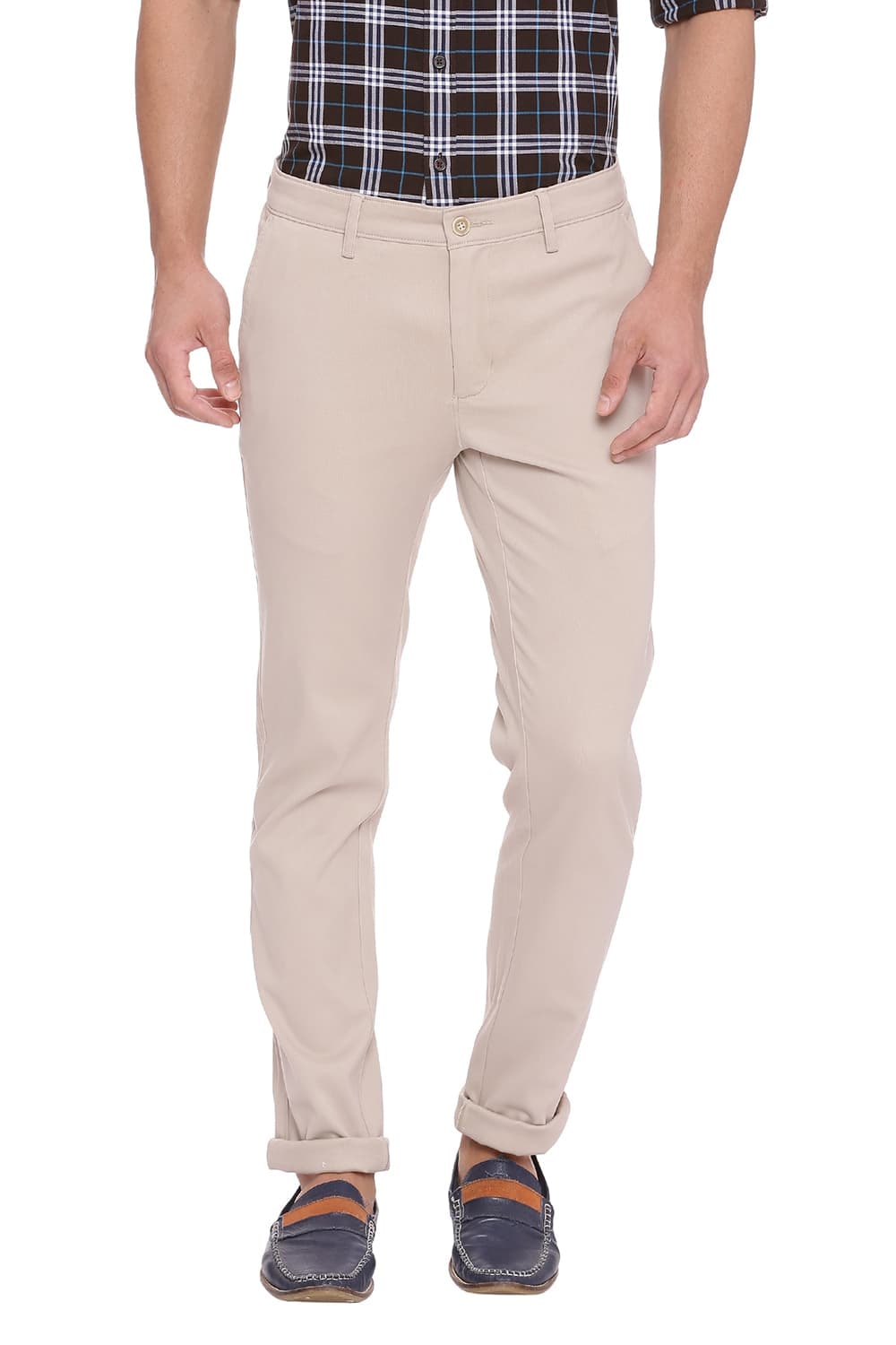 

BASICS Men White Solid Skinny fit Regular trousers