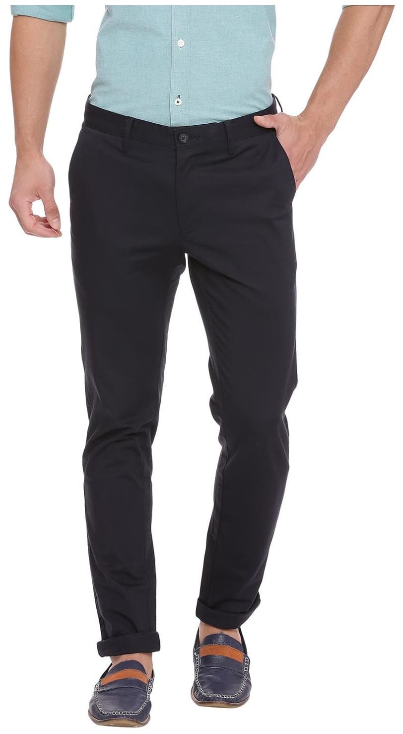 

BASICS Men Black Solid Skinny fit Regular trousers