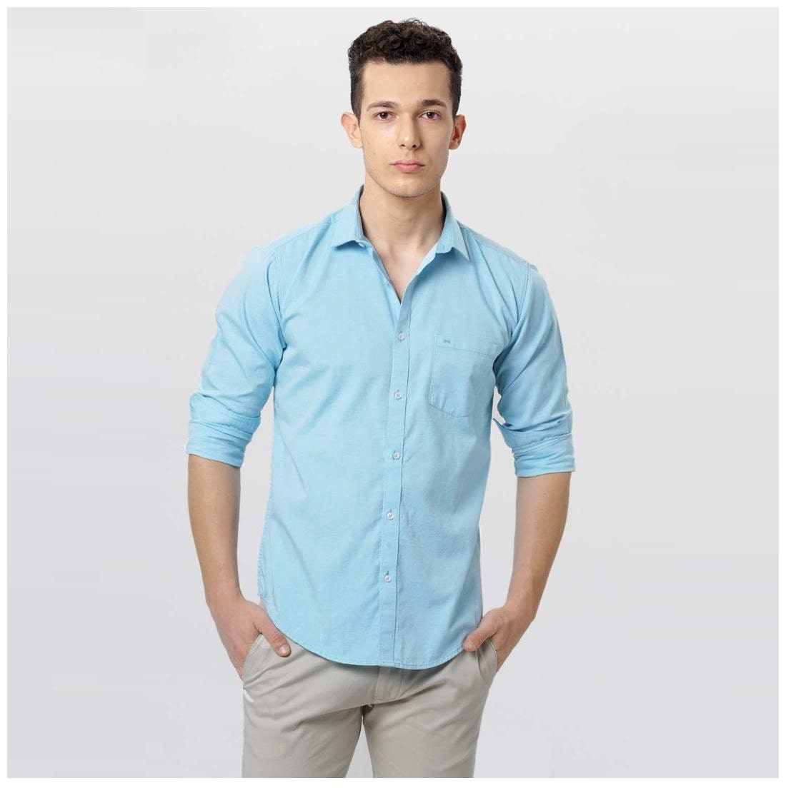 

Basics Slim Fit Aquamarine Oxford Shirt