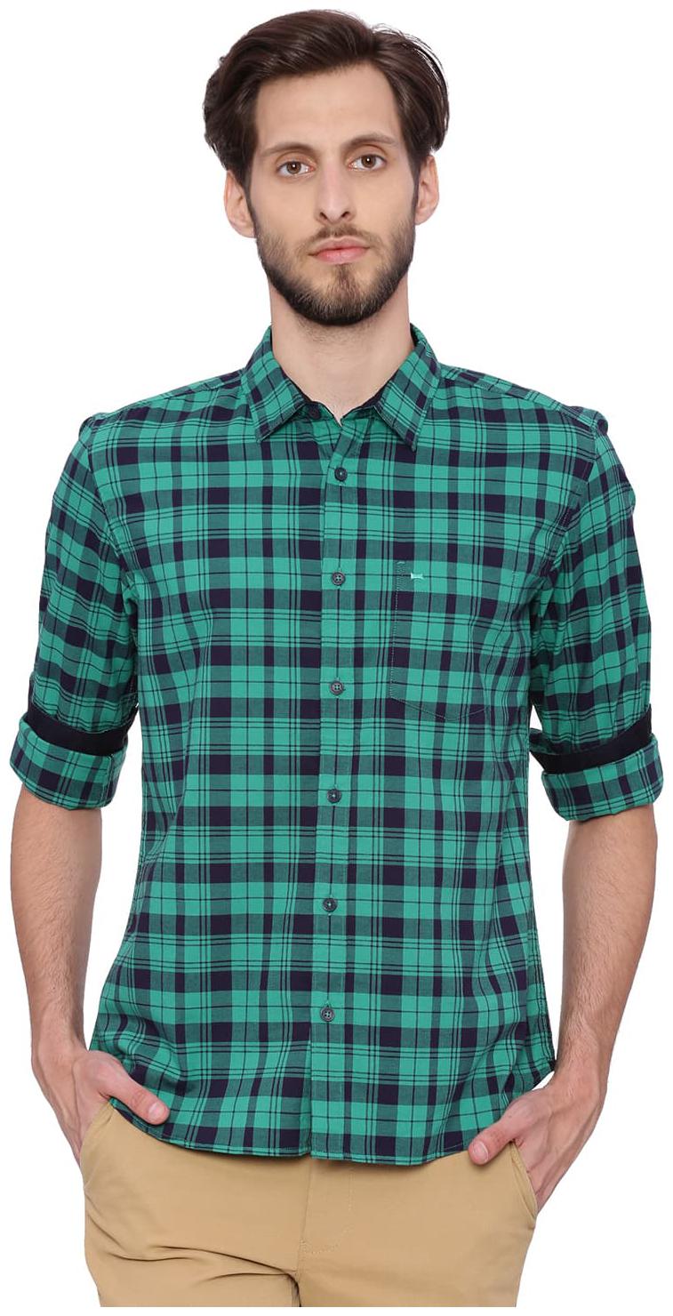 

BASICS Men Green Checked Slim Fit Casual Shirt