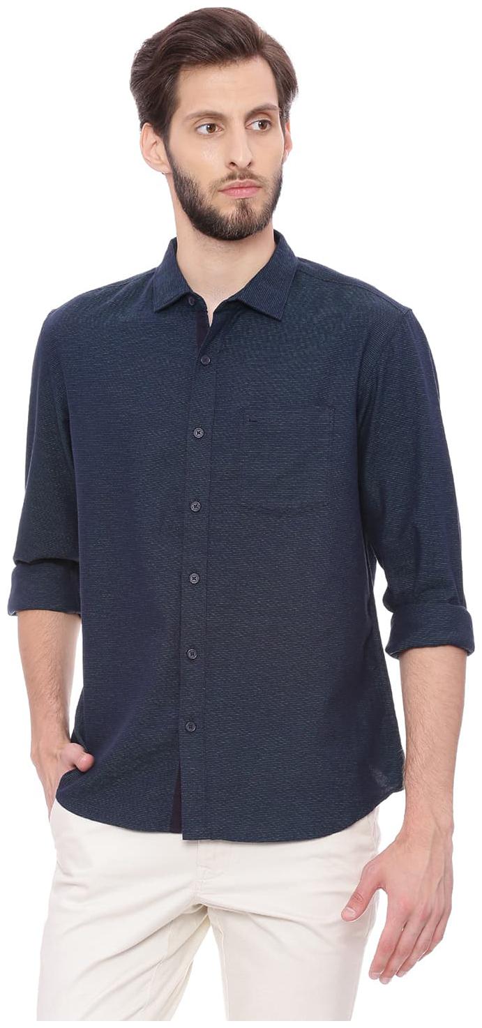 

BASICS Men Blue Pinstrips Slim Fit Casual Shirt
