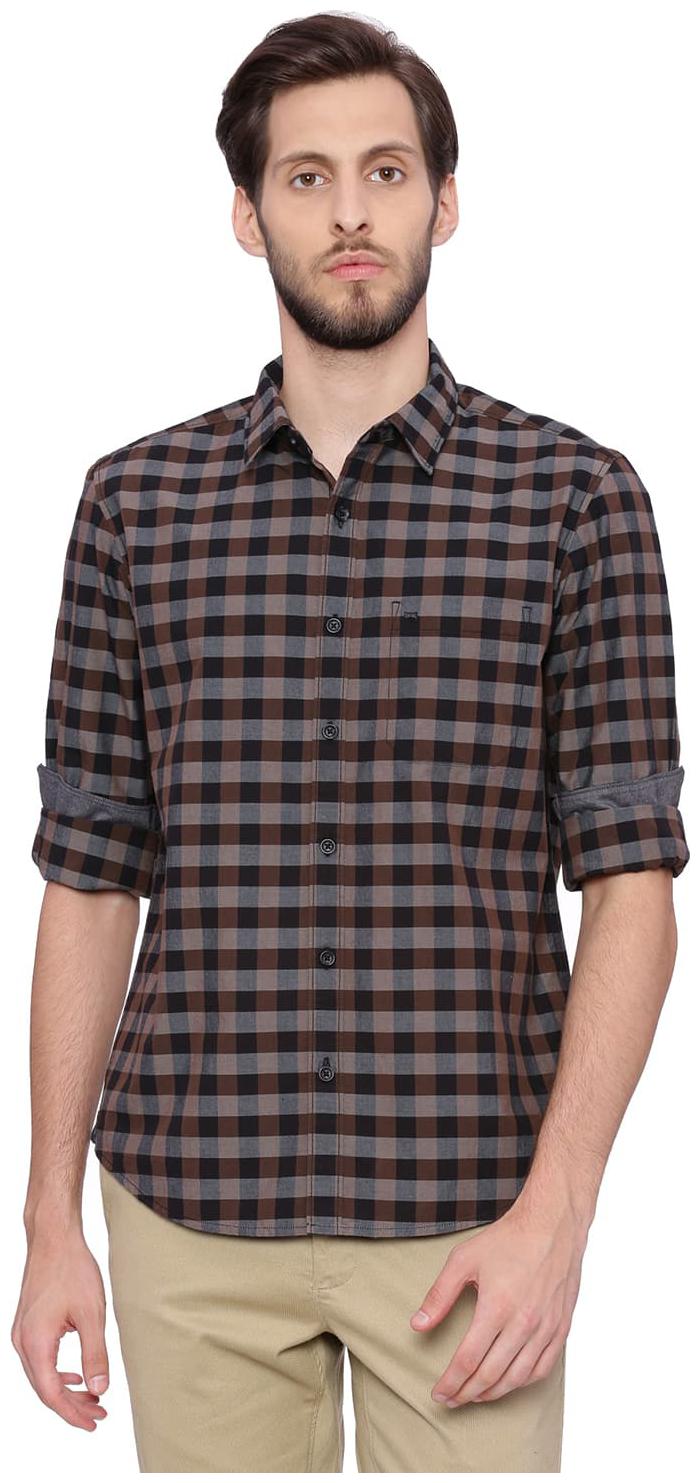 

BASICS Men Black Checked Slim Fit Casual Shirt