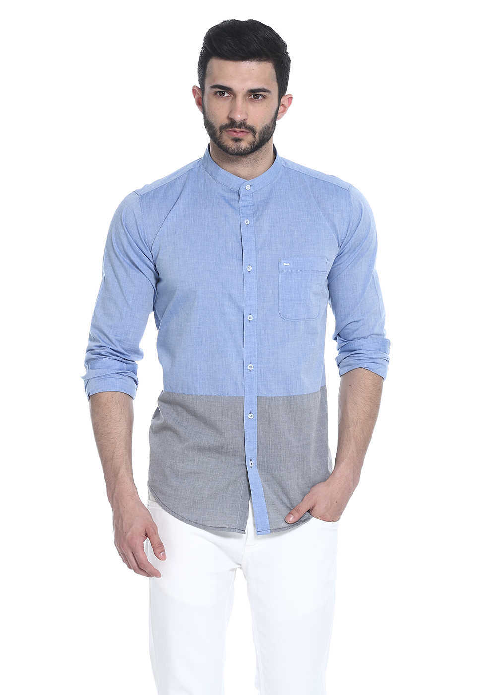 

BASICS Men Blue Printed Regular Fit Casual Shirt