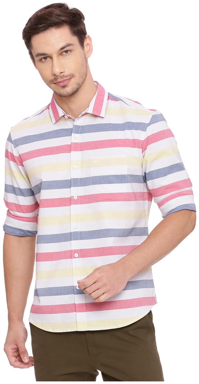 

BASICS Men Red Pinstrips Slim Fit Casual Shirt