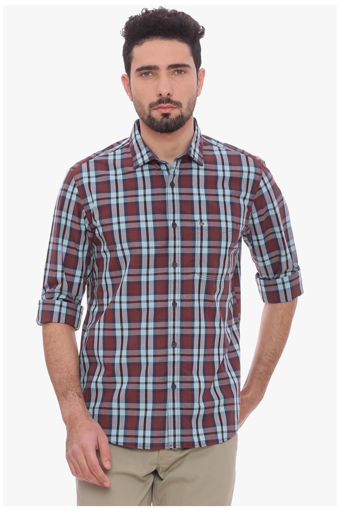 

BASICS Men Red Checked Slim Fit Casual Shirt
