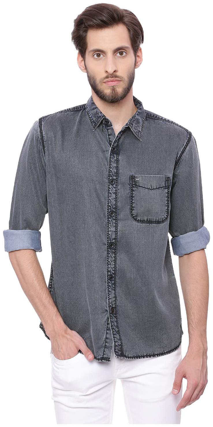 

BASICS Men Black Solid Slim Fit Casual Shirt