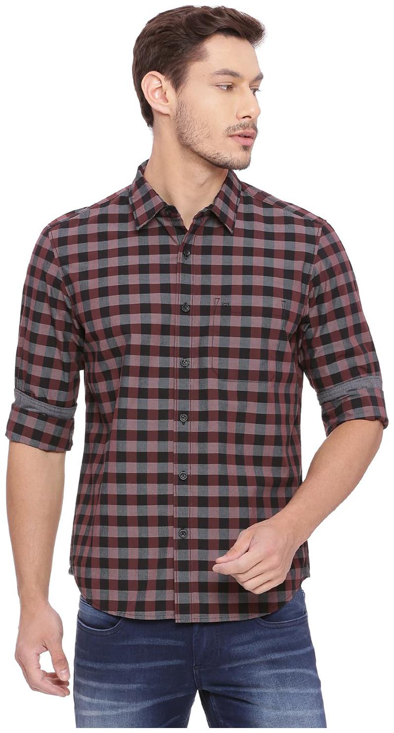 

BASICS Men Multi Checked Slim Fit Casual Shirt