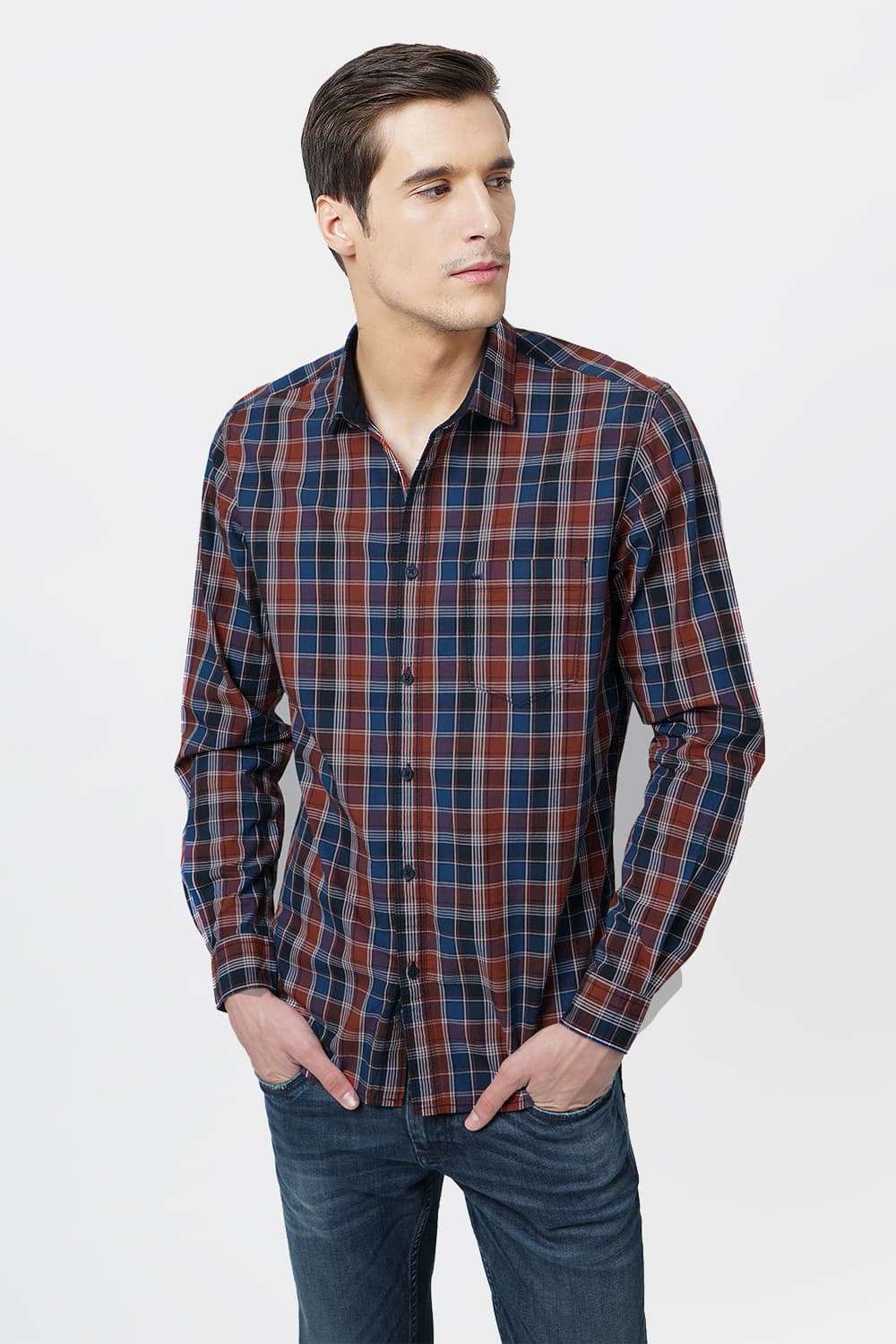 

BASICS Men Multi Plaid Slim Fit Casual Shirt
