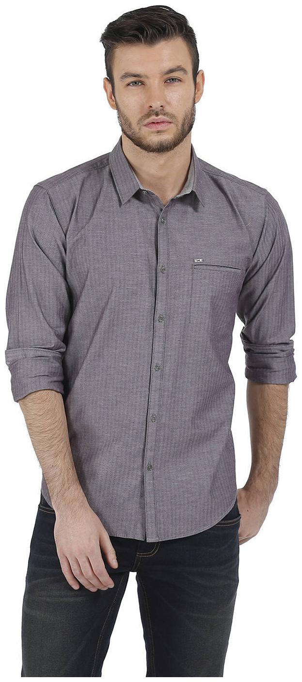 

BASICS Men Grey Solid Slim Fit Casual Shirt