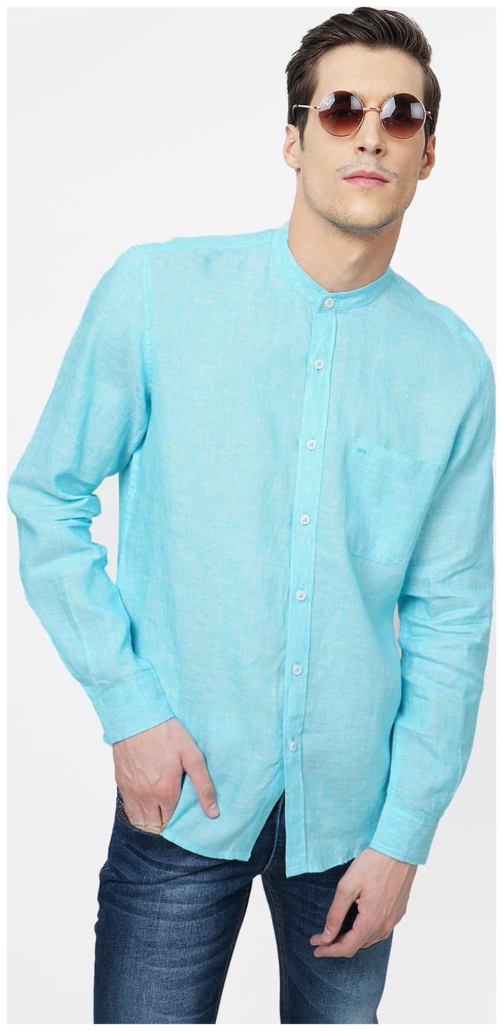 

BASICS Men Blue Solid Slim Fit Casual Shirt