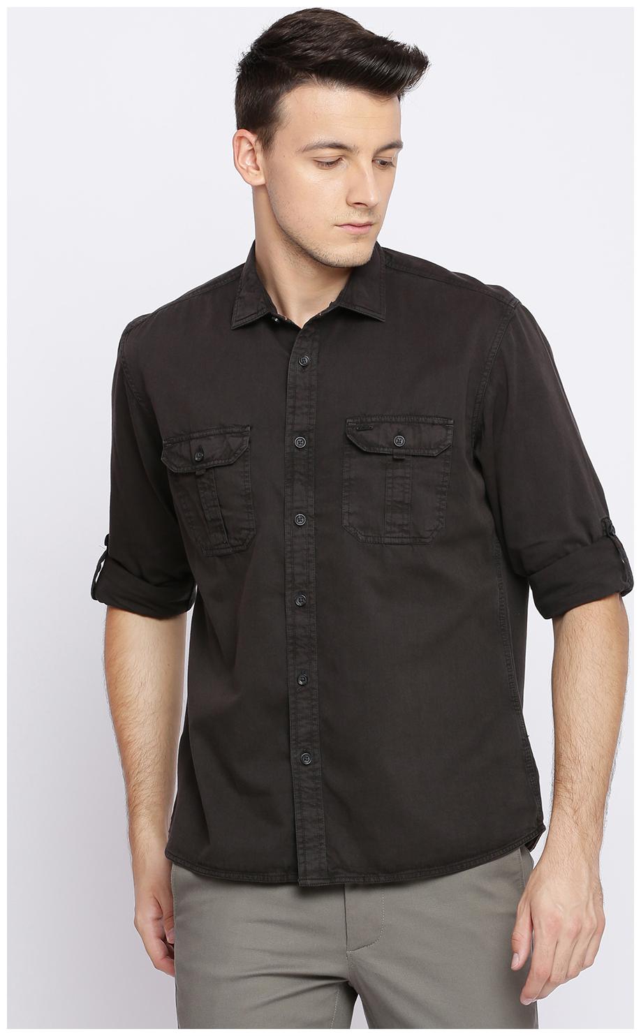 

BASICS Men Grey Solid Slim Fit Casual Shirt