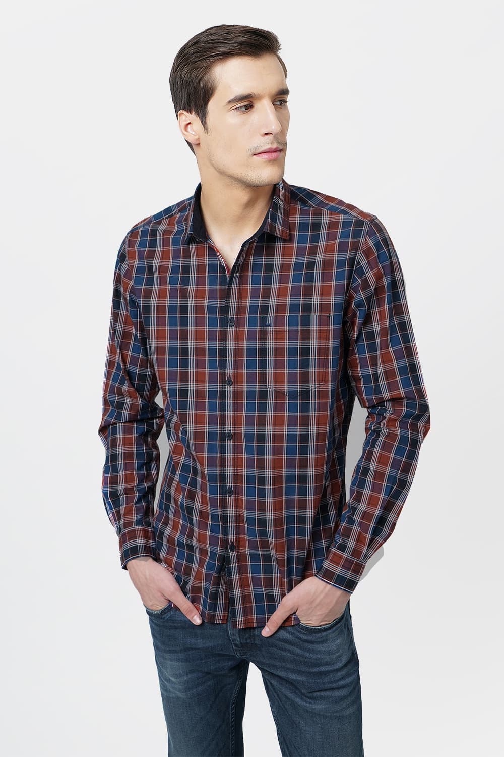 

BASICS Men Multi Plaid Slim Fit Casual Shirt