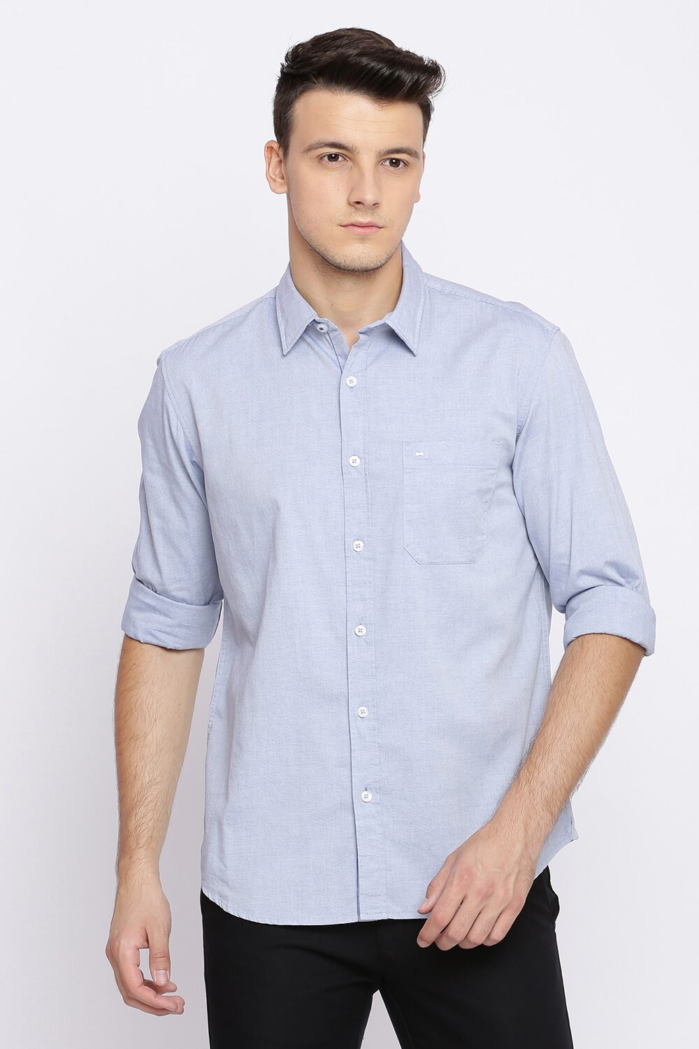 

BASICS Men Blue Solid Slim Fit Casual Shirt