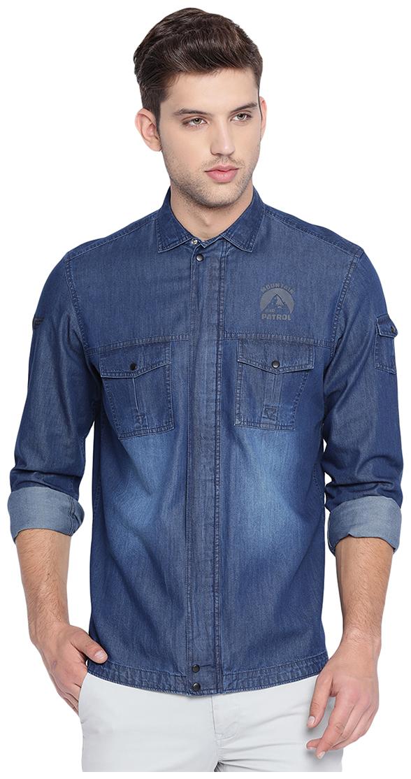 

BASICS Men Blue Solid Slim Fit Casual Shirt
