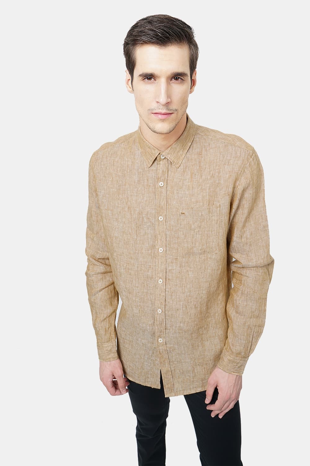 

BASICS Men Brown Solid Slim Fit Casual Shirt