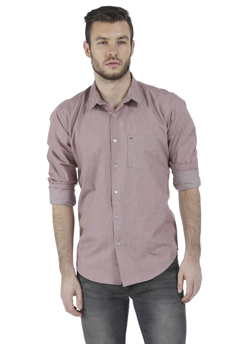 

BASICS Men Red Solid Slim Fit Casual Shirt