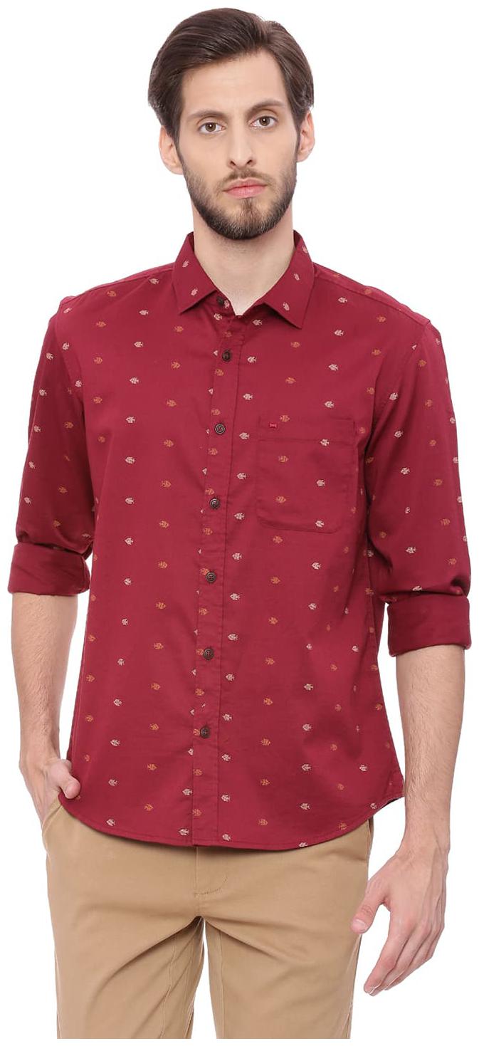 

BASICS Men Red Printed Slim Fit Casual Shirt