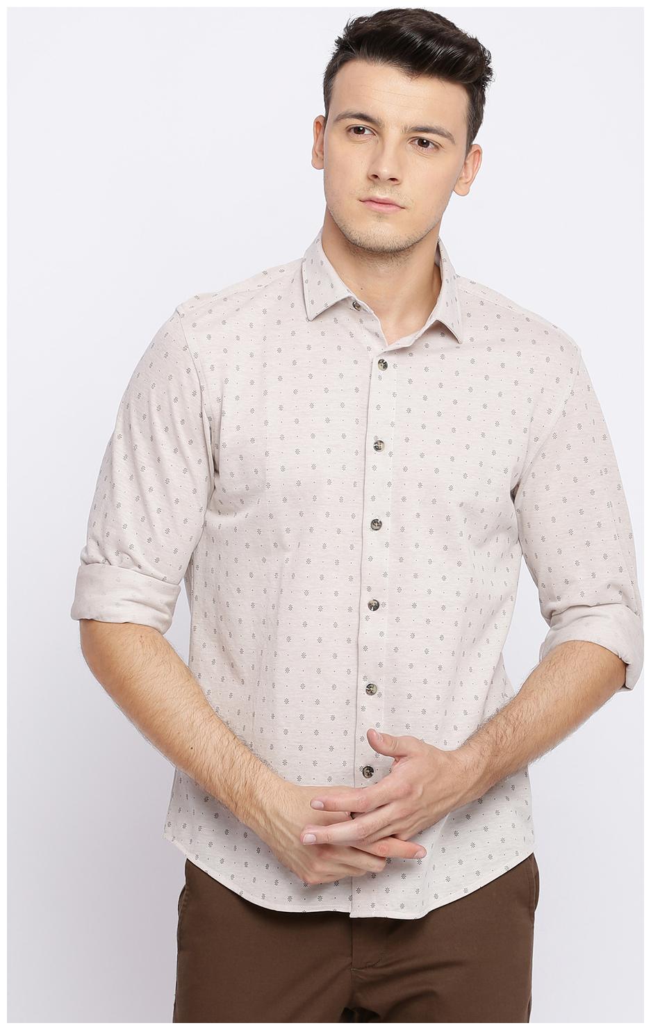 

BASICS Men Brown Printed Slim Fit Casual Shirt