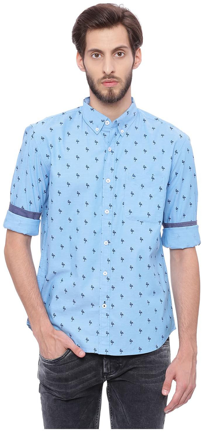 

BASICS Men Blue Printed Slim Fit Casual Shirt