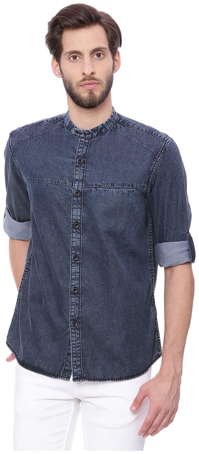 

BASICS Men Grey Solid Slim Fit Casual Shirt