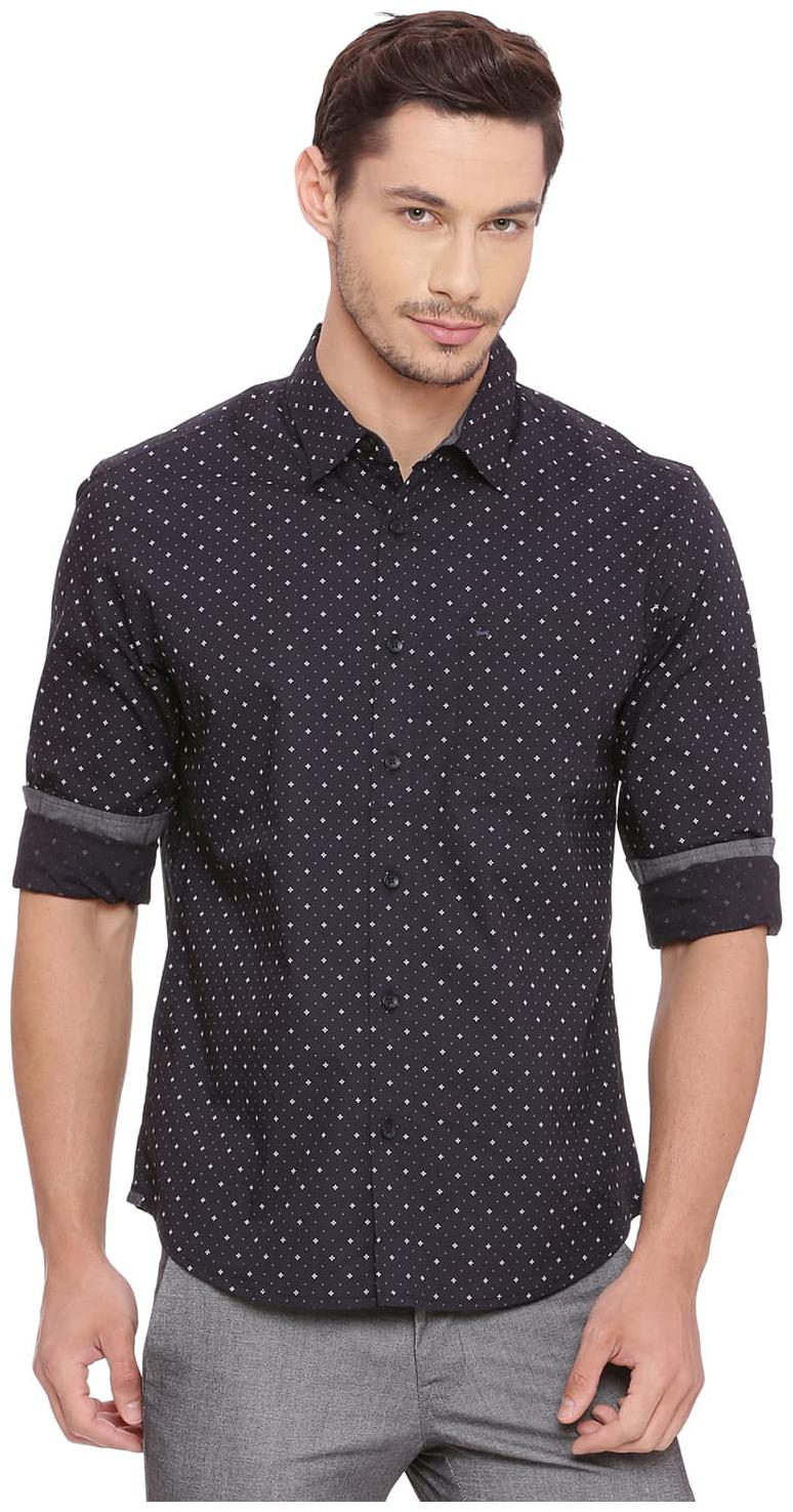 

BASICS Men Black Printed Slim Fit Casual Shirt