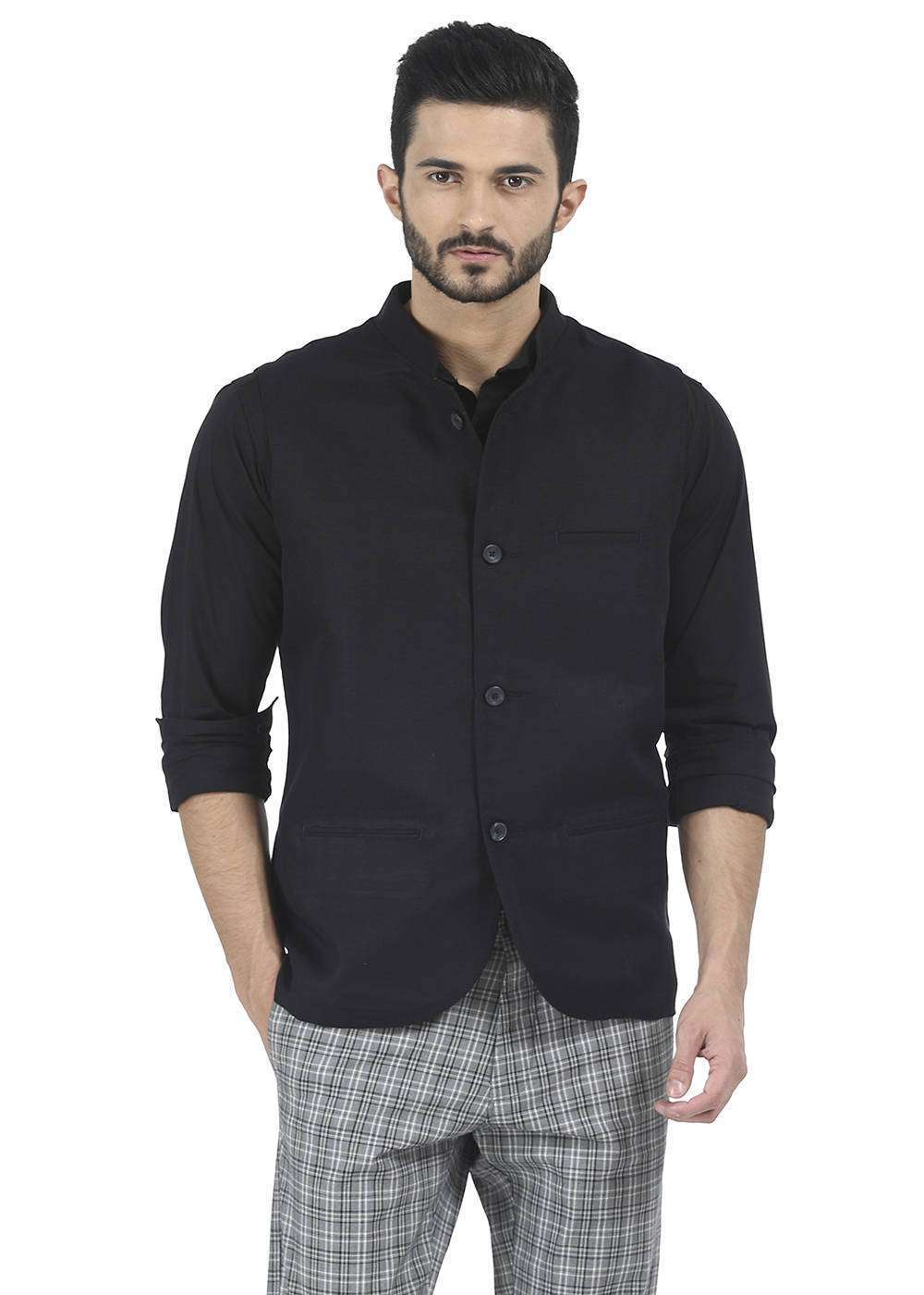 

BASICS Men Black Solid Bomber jacket