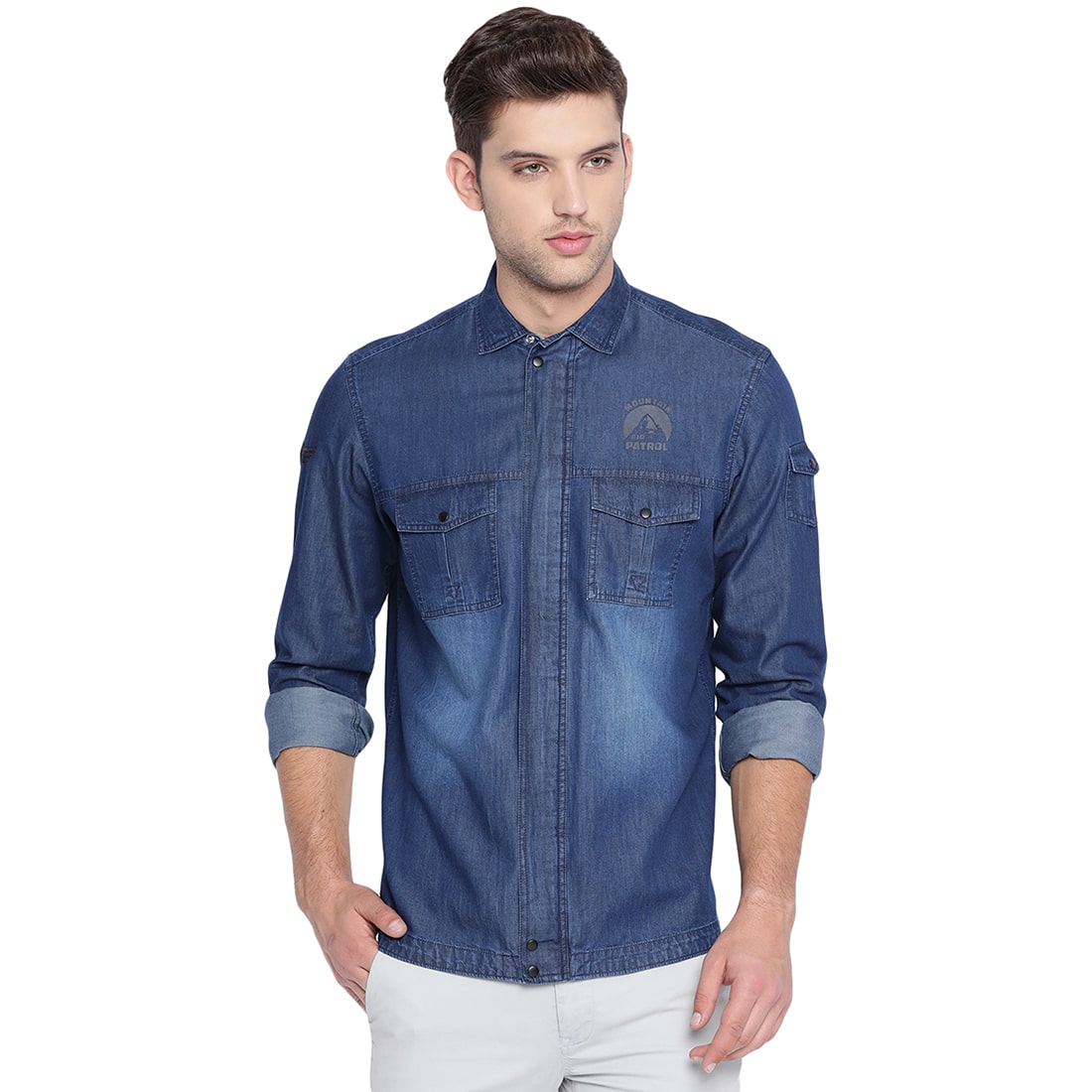 

BASICS Men Blue Solid Slim Fit Casual Shirt