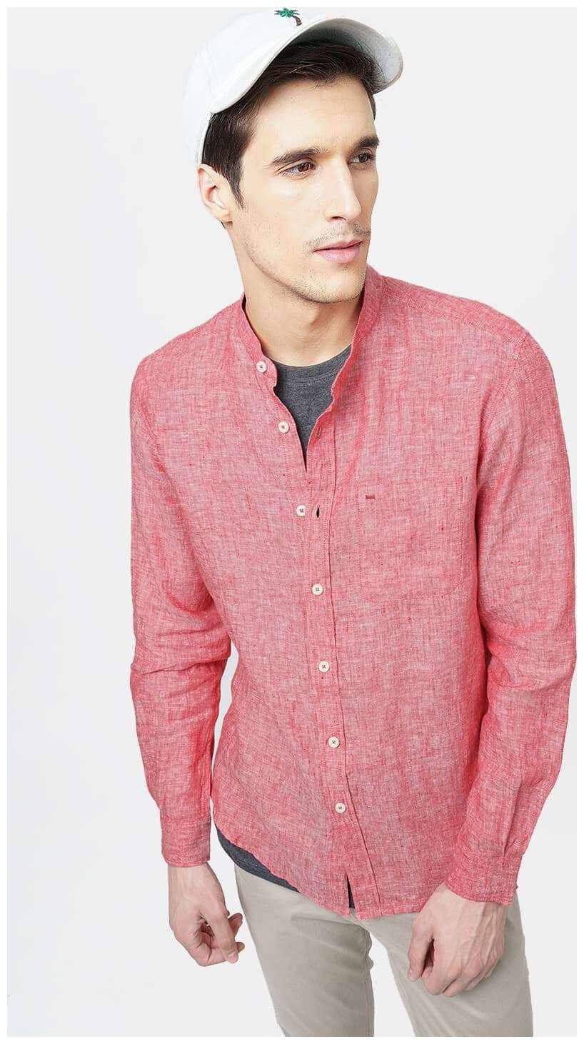 

BASICS Men Pink Solid Slim Fit Casual Shirt