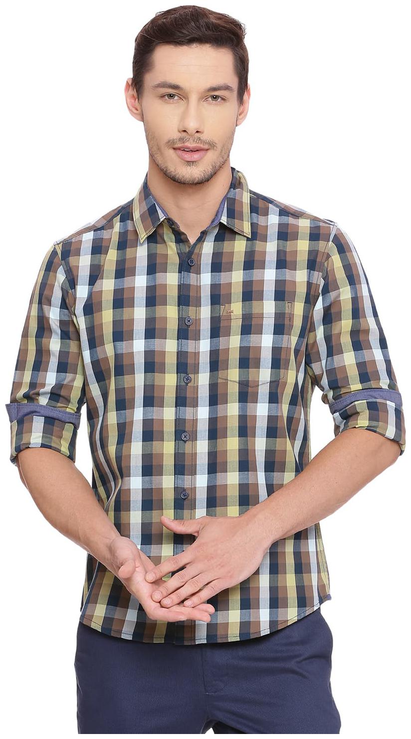 

BASICS Men Multi Checked Slim Fit Casual Shirt