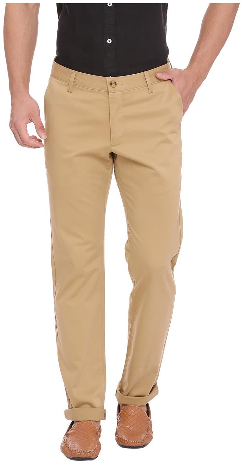 

BASICS Men Brown Solid Slim fit Regular trousers