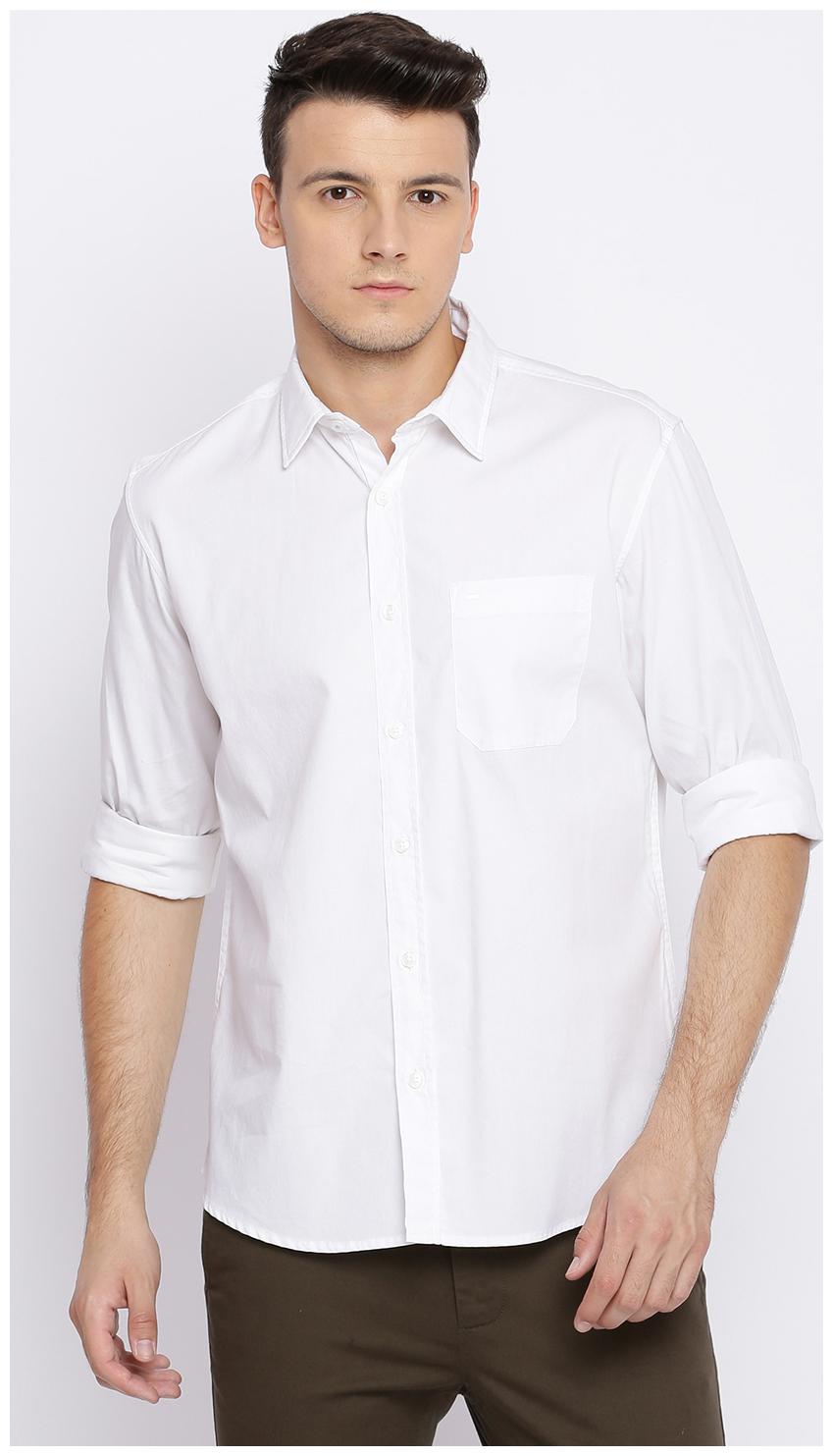 

BASICS Men White Solid Slim Fit Casual Shirt