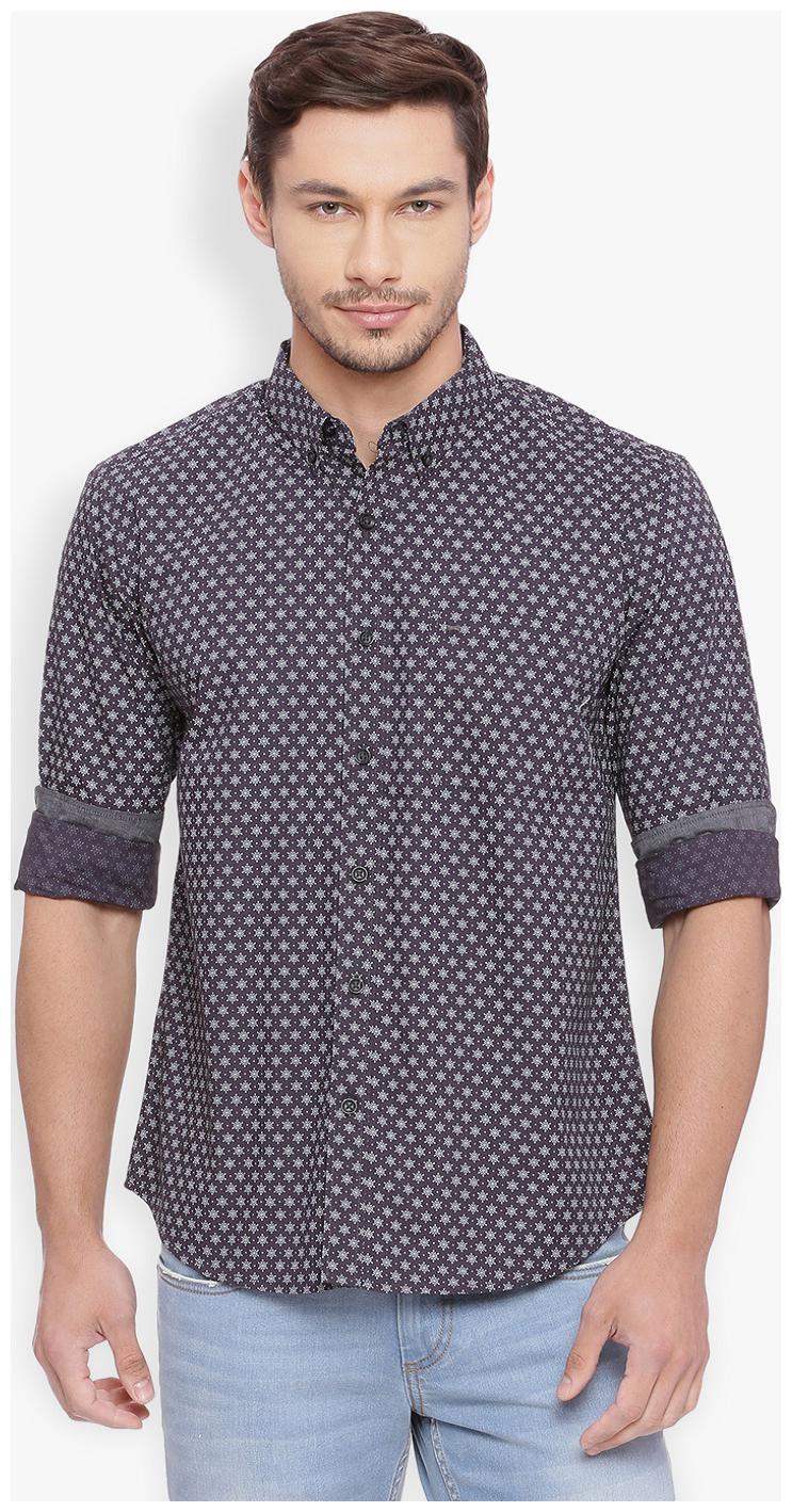 

BASICS Men Grey Printed Slim Fit Casual Shirt