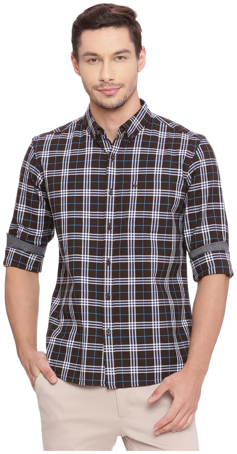 

BASICS Men Black Checked Slim Fit Casual Shirt
