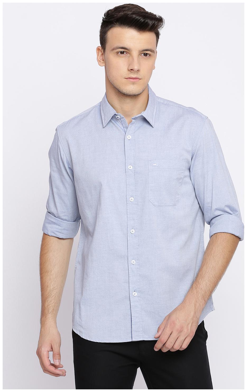

BASICS Men Blue Solid Slim Fit Casual Shirt