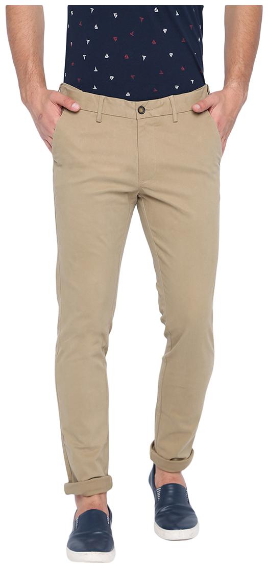 

BASICS Men Brown Solid Tapered fit Regular trousers