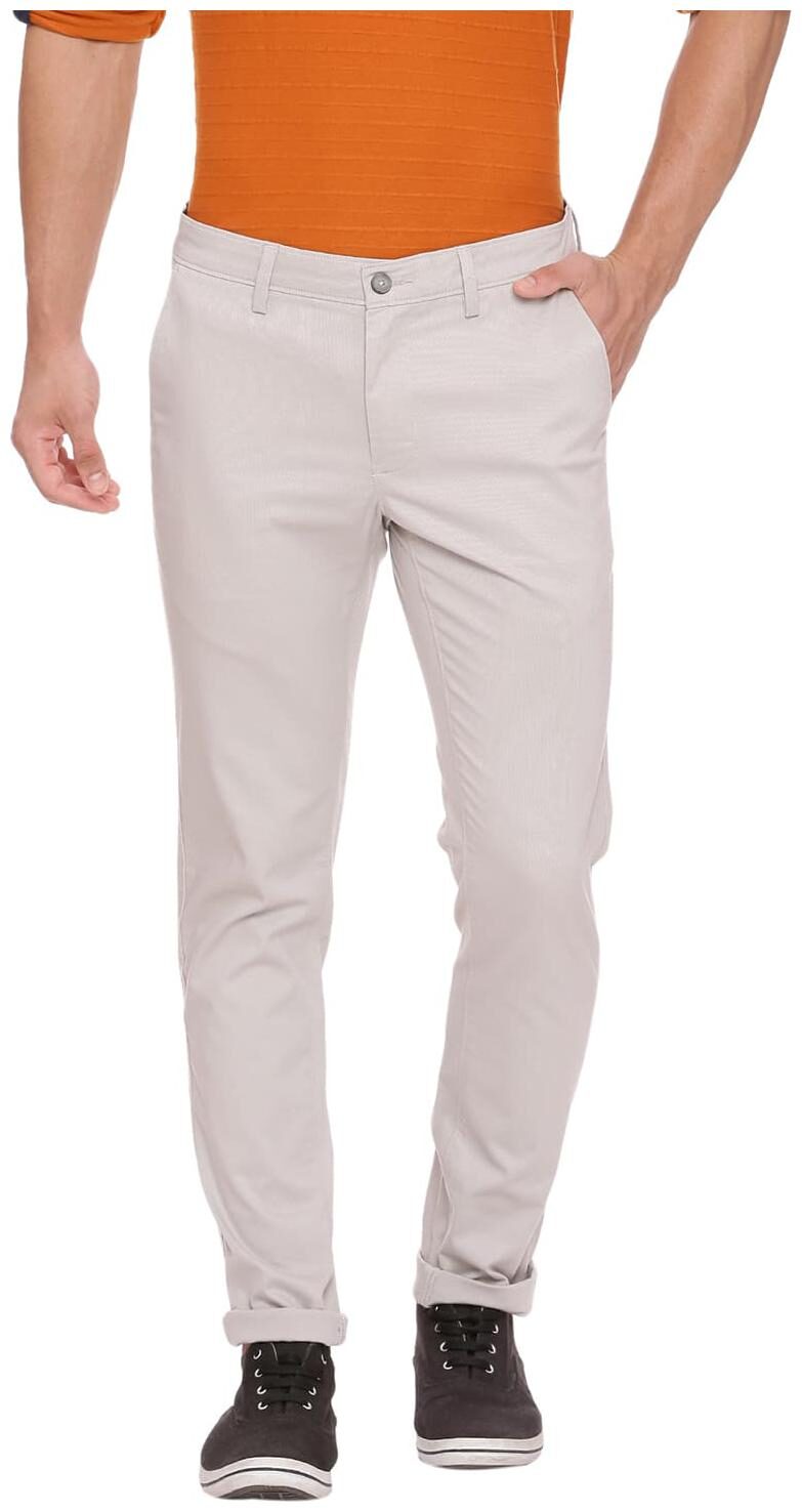 

BASICS Men White Solid Tapered fit Regular trousers