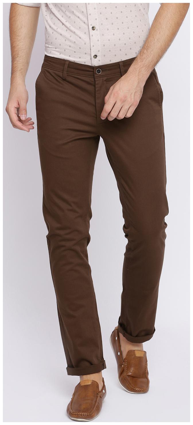 

BASICS Men Brown Solid Tapered fit Regular trousers