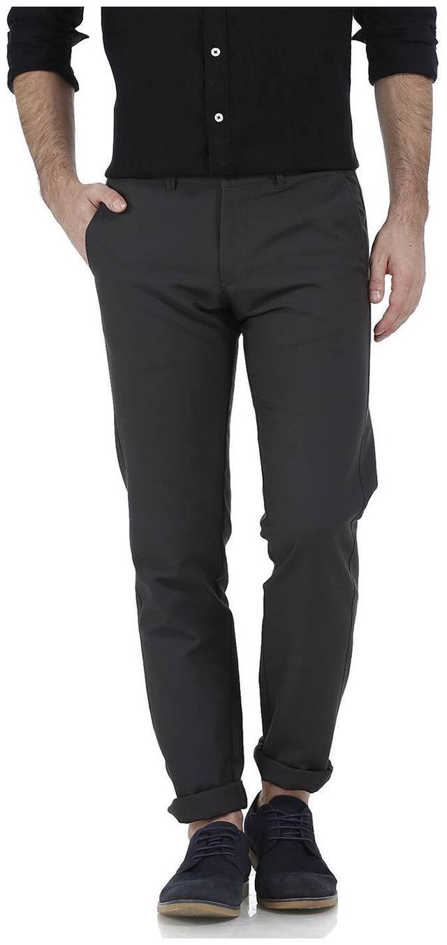 BASICS Men Grey Solid Tapered fit Chinos