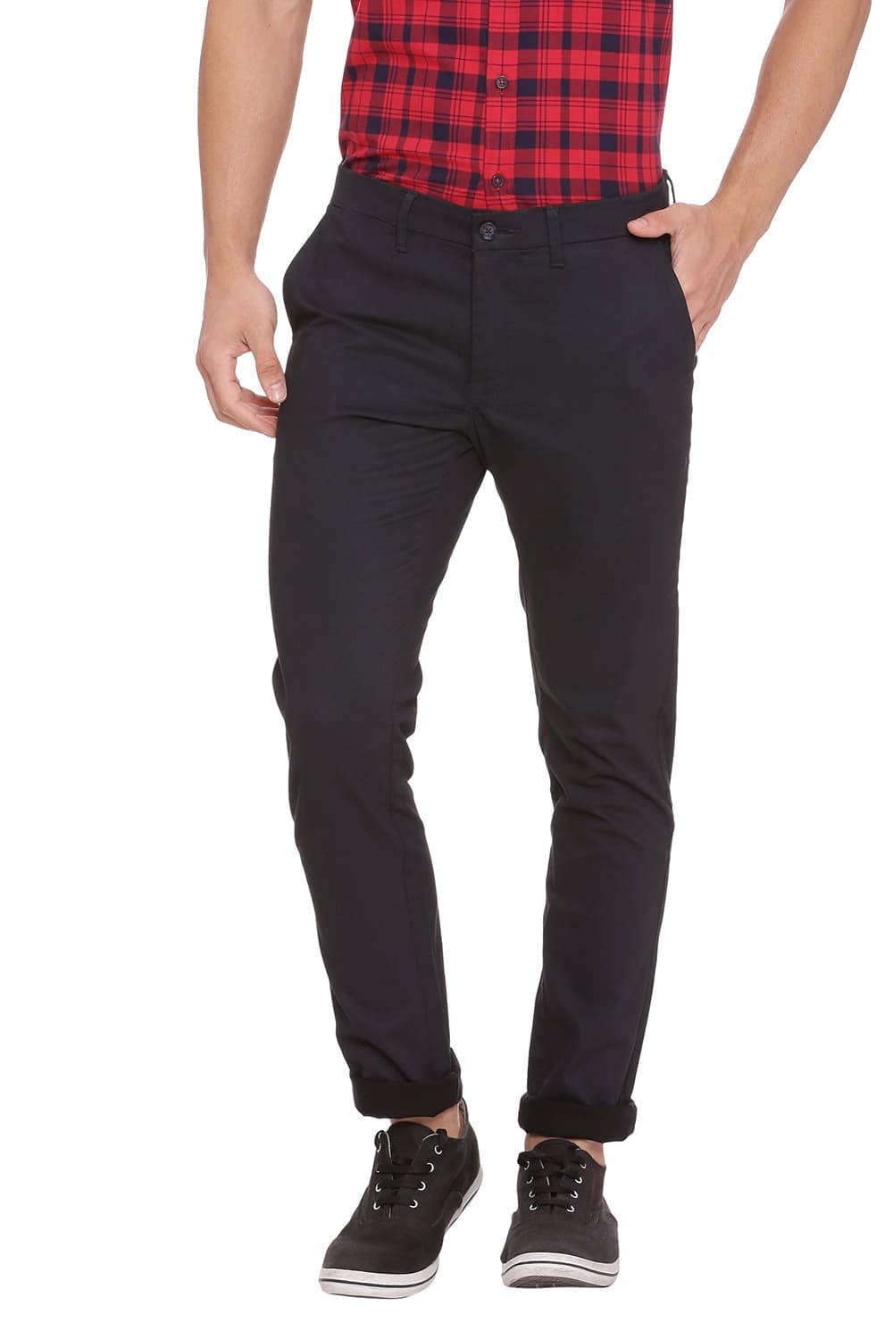 

BASICS Men Black Printed Tapered fit Regular trousers