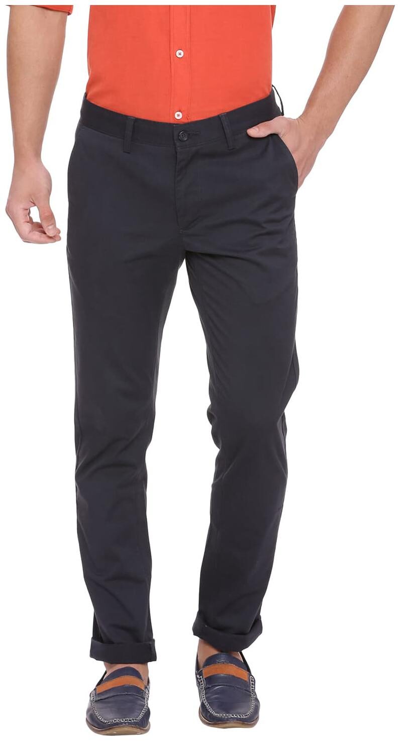 

BASICS Men Blue Solid Tapered fit Regular trousers