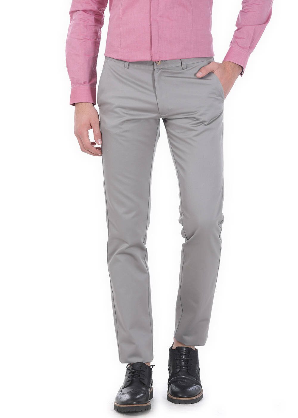 

BASICS Men Grey Solid Tapered fit Chinos